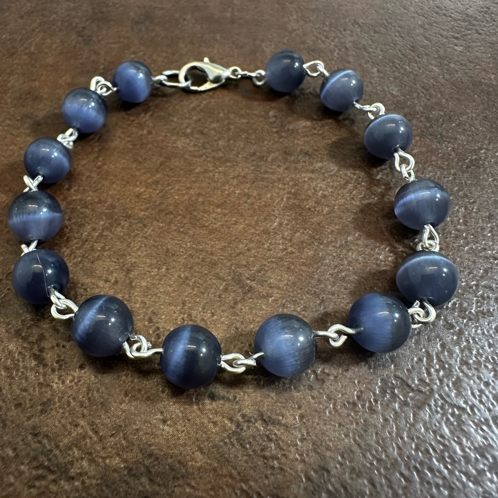Handmade Cat Eye Opal Beaded Bracelet.